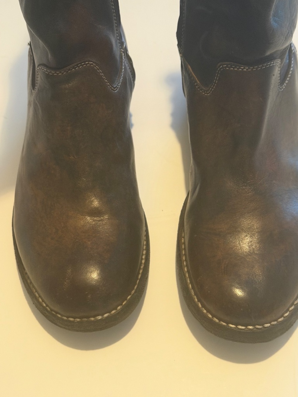 Women’s Brown Leather & Suede Tall Riding Boots – Size 38 - Picture 3 of 16